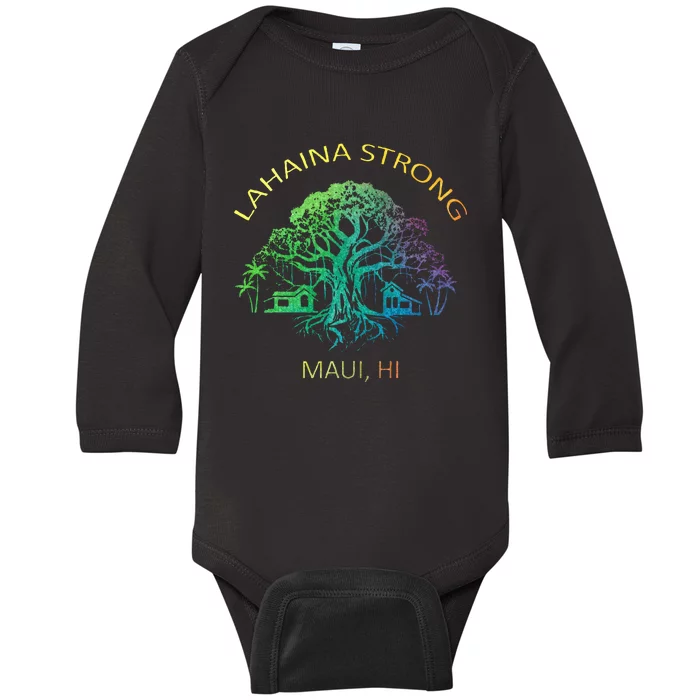 Lahaina Strong Maui Hawaii Old Banyan Tree saving thank you Baby Long Sleeve Bodysuit