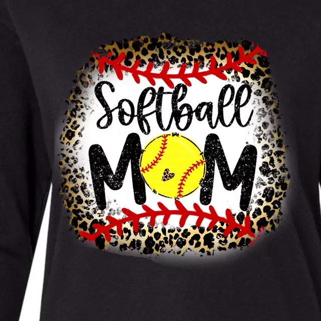 Leopard Softball Mom Funny Gift Softball Mom Meaningful Gift Womens Cotton Relaxed Long Sleeve T-Shirt