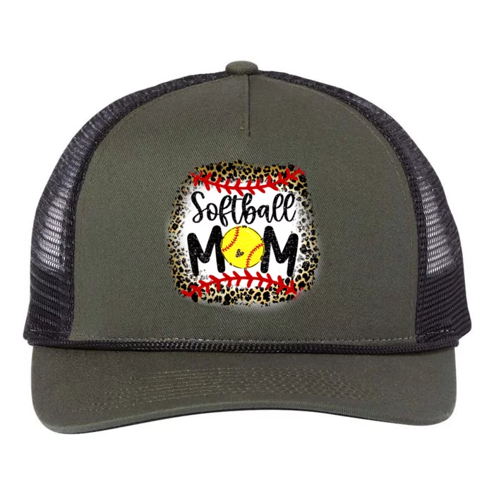 Leopard Softball Mom Funny Gift Softball Mom Meaningful Gift Retro Rope Trucker Hat Cap