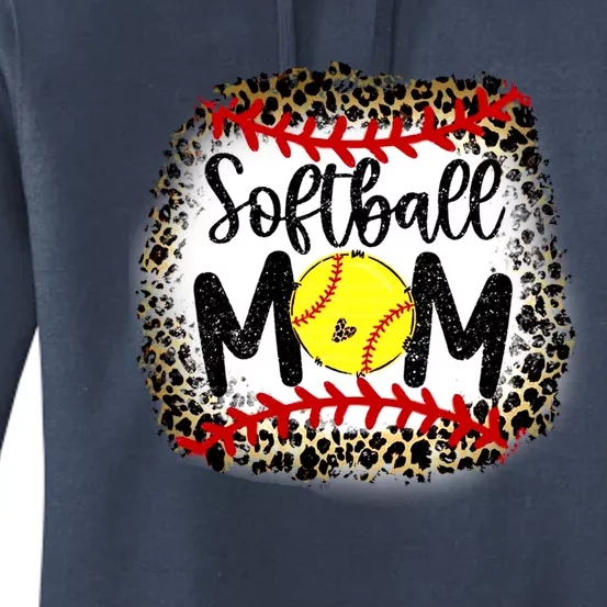 Leopard Softball Mom Funny Gift Softball Mom Meaningful Gift Women's Pullover Hoodie