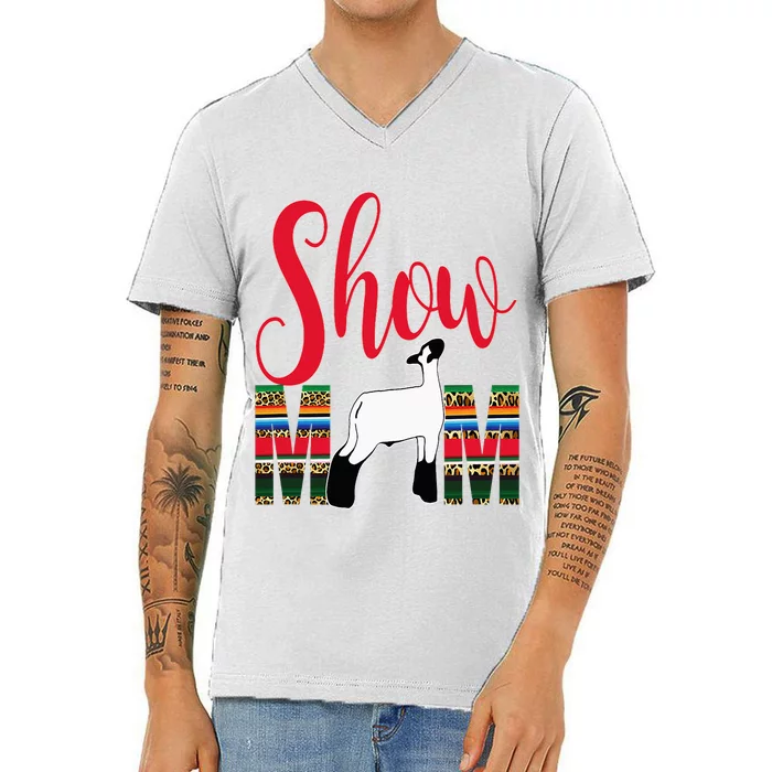 Livestock Show Mom Lamb Silhouette Serape Gift V-Neck T-Shirt