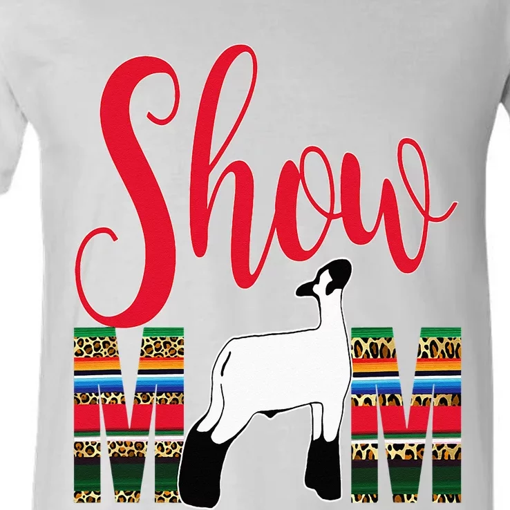 Livestock Show Mom Lamb Silhouette Serape Gift V-Neck T-Shirt