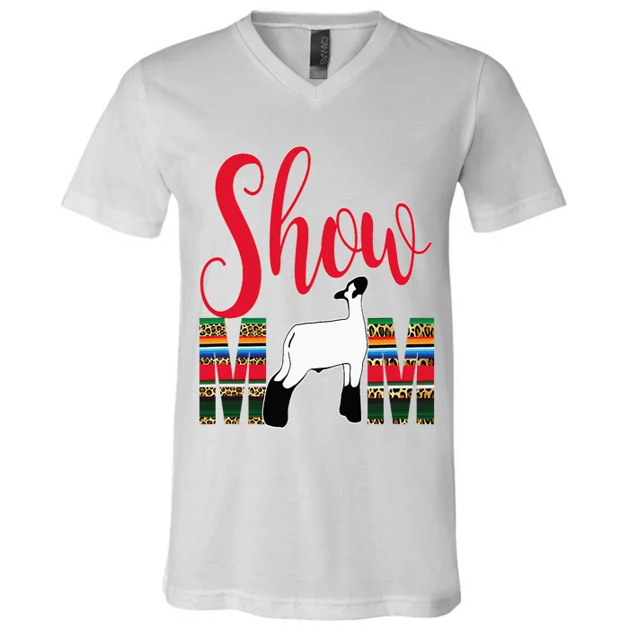 Livestock Show Mom Lamb Silhouette Serape Gift V-Neck T-Shirt