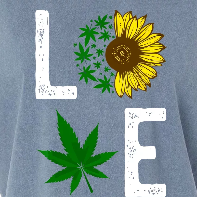 Love Sunflower Marijuana Weed Leaf Cannabis 420 Pot Smoker Garment-Dyed Women's Muscle Tee