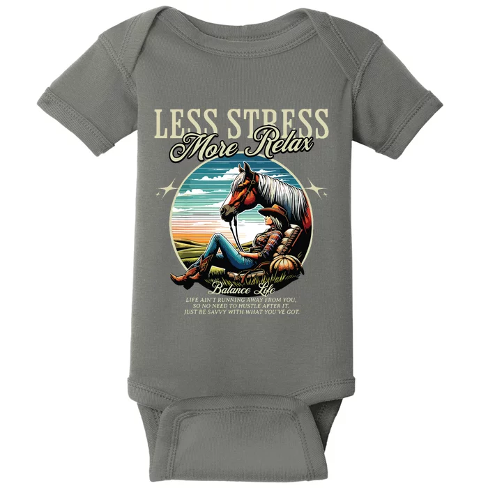 Less Stress More Relax Cowgirl Baby Bodysuit