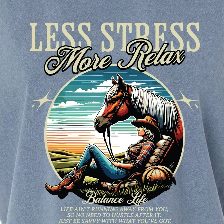 Less Stress More Relax Cowgirl Garment-Dyed Women's Muscle Tee