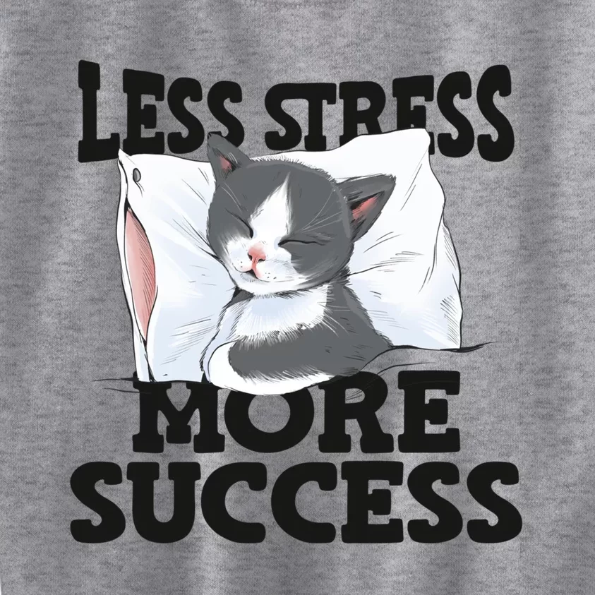 Less Stress More Success Napping Cat Stress Awareness Gift Kids Sweatshirt