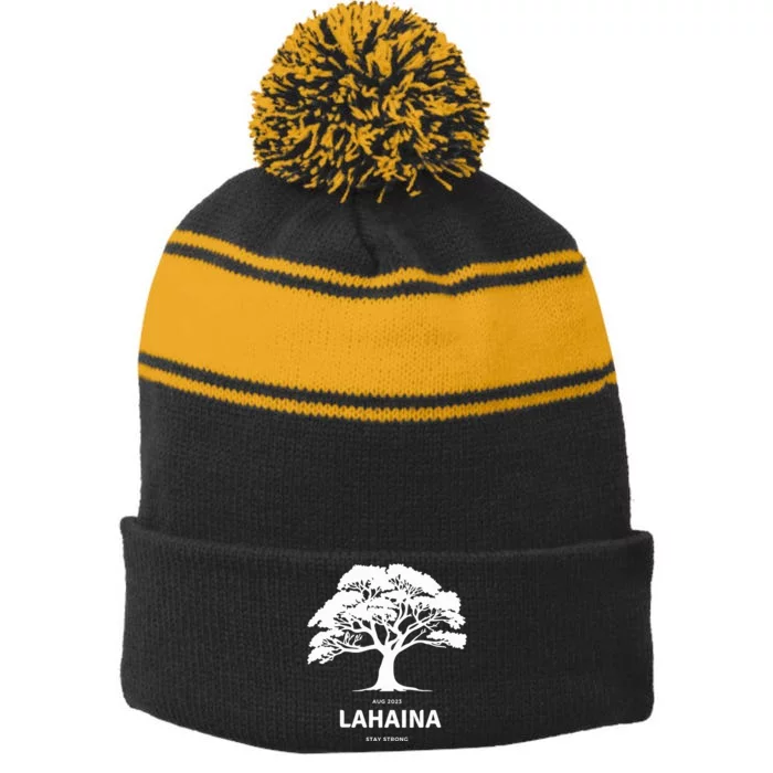 Lahaina Support Maui Strong Hawaii Stripe Pom Pom Beanie