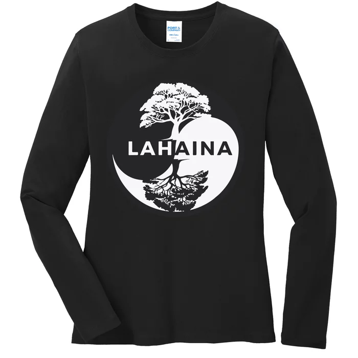 Lahaina Support Maui Strong Lahaina Banyan Tree In A Yin Yang Ladies Long Sleeve Shirt