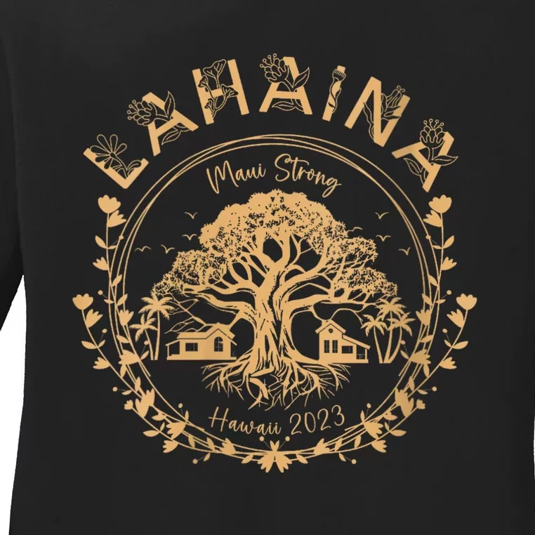 Lahaina Strong Maui Hawaii Old Banyan Tree Saving Squad Girl Ladies Long Sleeve Shirt