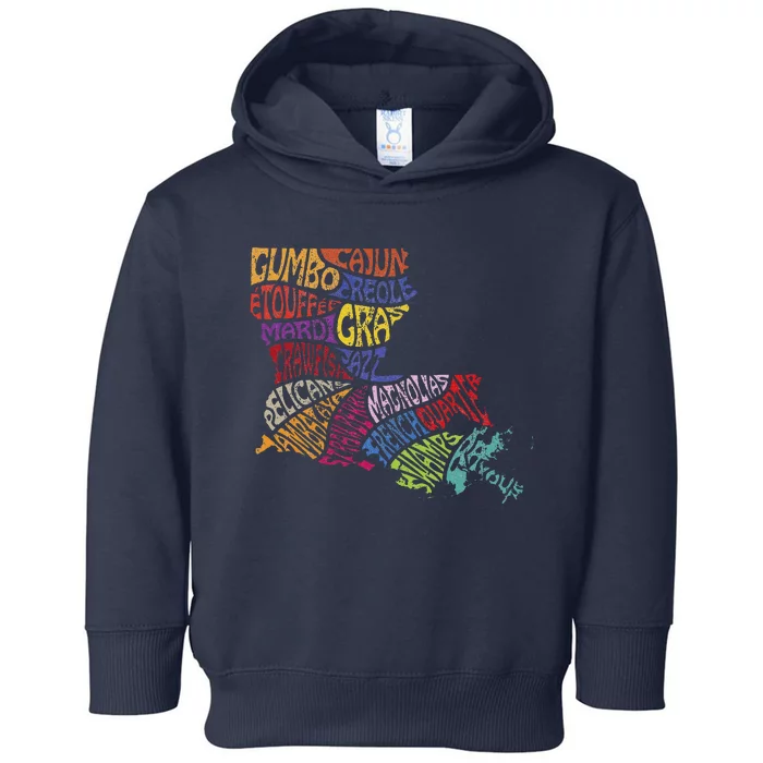 Louisiana State Map Mardi Gras Creole Cajun Culture Toddler Hoodie