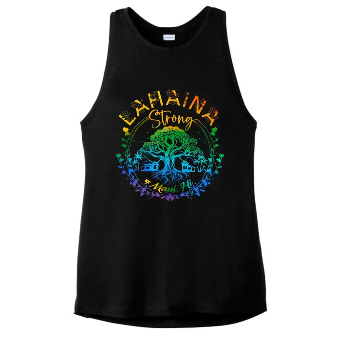 Lahaina Strong Maui Hawaii Old Banyan Tree Saved Majestic Ladies Tri-Blend Wicking Tank