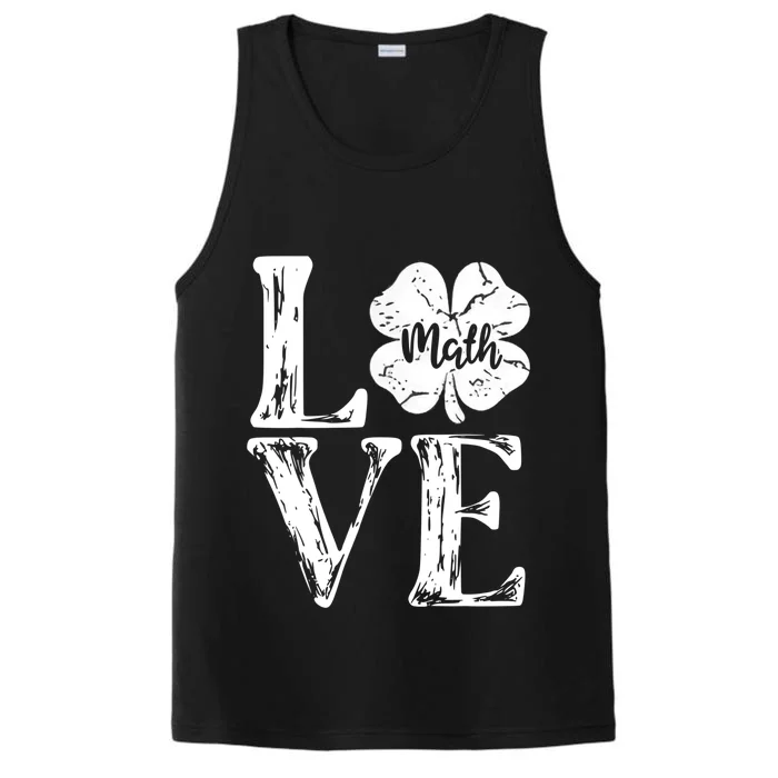 Love Shamrock Math Teacher St Patricks Day Performance Tank