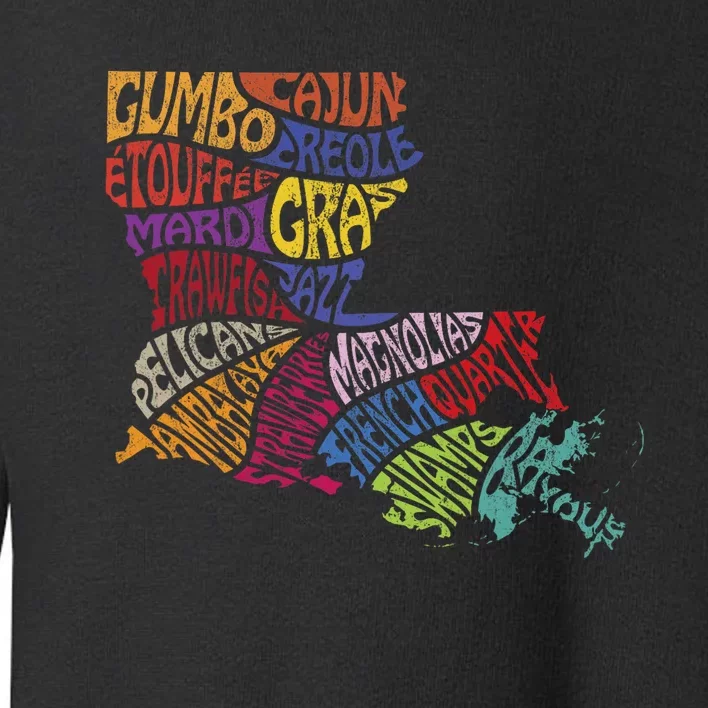 Louisiana State Map Mardi Gras Creole Cajun Culture Toddler Sweatshirt