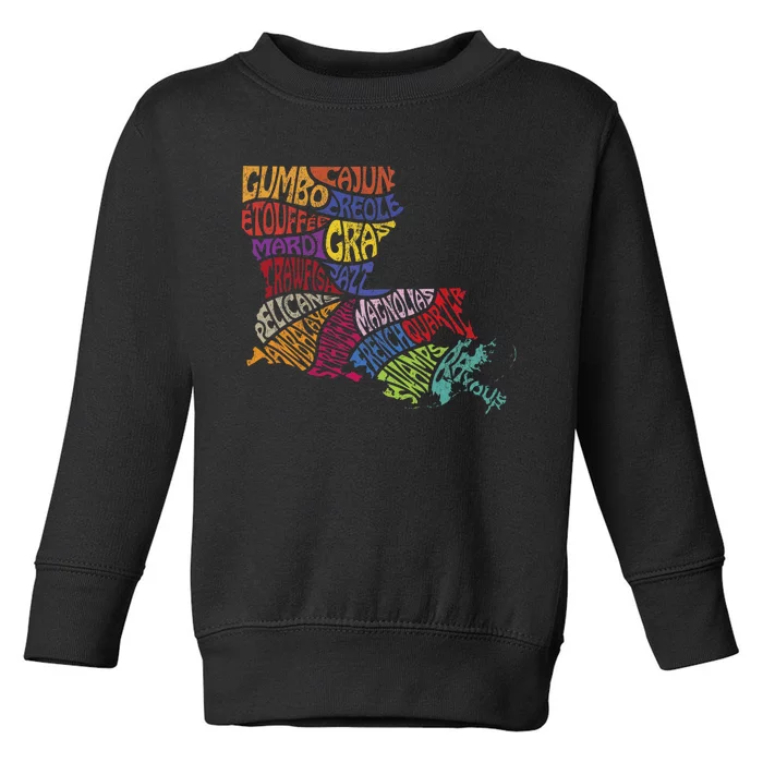 Louisiana State Map Mardi Gras Creole Cajun Culture Toddler Sweatshirt