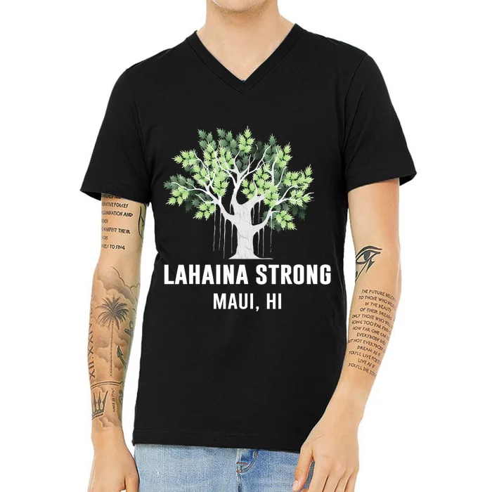 Lahaina Strong Maui Hawaii Old Banyan Tree V-Neck T-Shirt