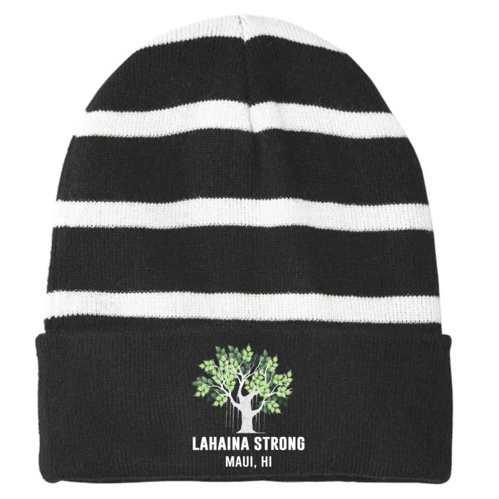 Lahaina Strong Maui Hawaii Old Banyan Tree Striped Beanie with Solid Band