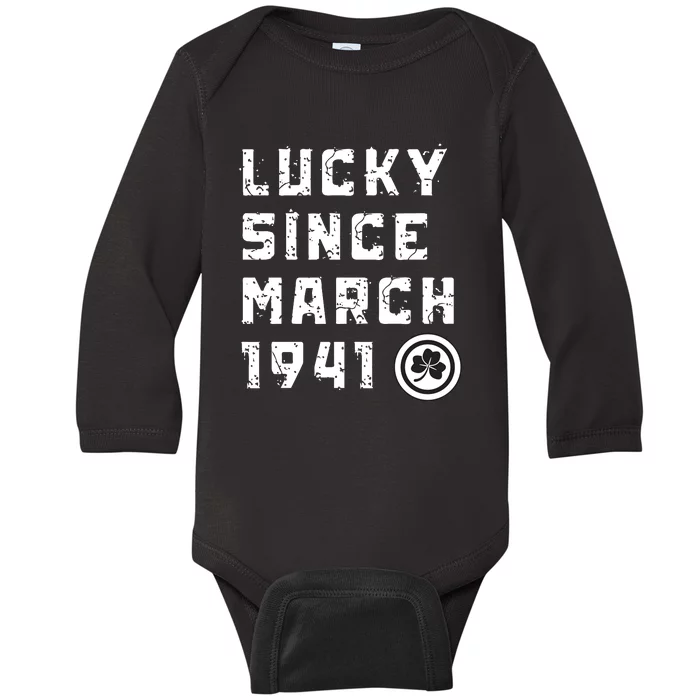 Lucky Since March 1941 St. PatrickS Day Baby Long Sleeve Bodysuit