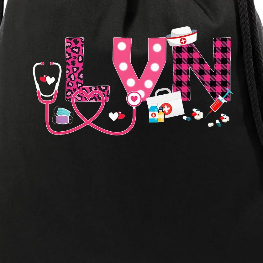 LOVE Stethoscope Nurse Life Valentine Day Gifts LVN Drawstring Bag