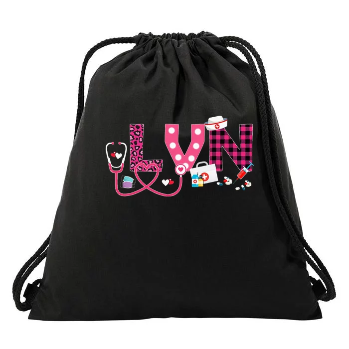 LOVE Stethoscope Nurse Life Valentine Day Gifts LVN Drawstring Bag