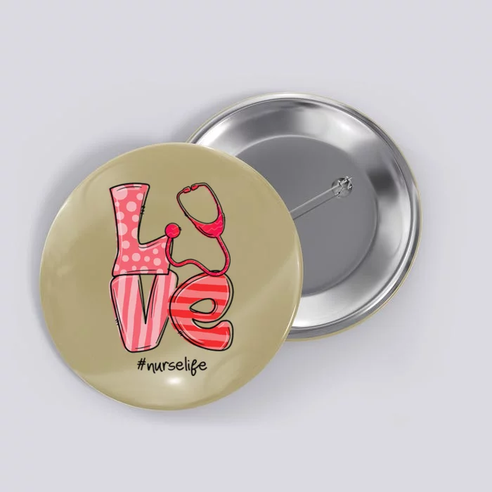 LOVE Stethoscope Nurse Life Cute Valentine's Day Gifts Button