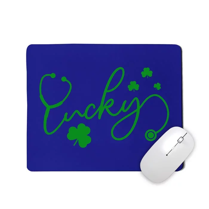 Lucky Stethoscope Nurse Lover Shamrock Irish Patrick's Day Funny Gift Mousepad