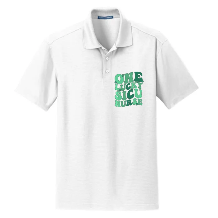 Lucky Sicu Nurse St Patrick's Day Surgical Icu Nursing Gift Dry Zone Grid Performance Polo