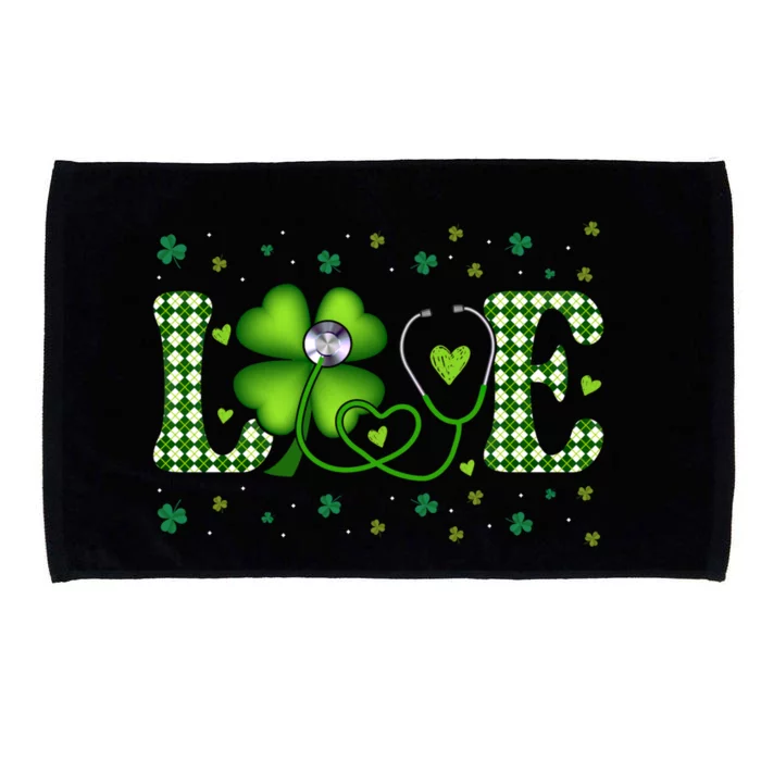 Love Stethoscope Nurse St Patricks Day Shamrock Irish Meaningful Gift Microfiber Hand Towel