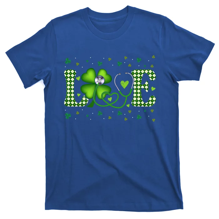 Love Stethoscope Nurse St Patricks Day Shamrock Irish Meaningful Gift T-Shirt