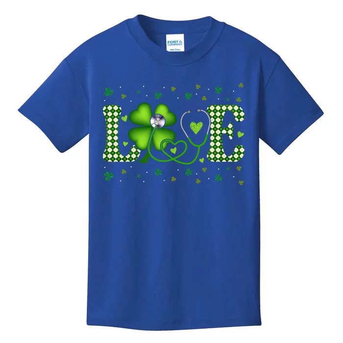 Love Stethoscope Nurse St Patricks Day Shamrock Irish Meaningful Gift Kids T-Shirt