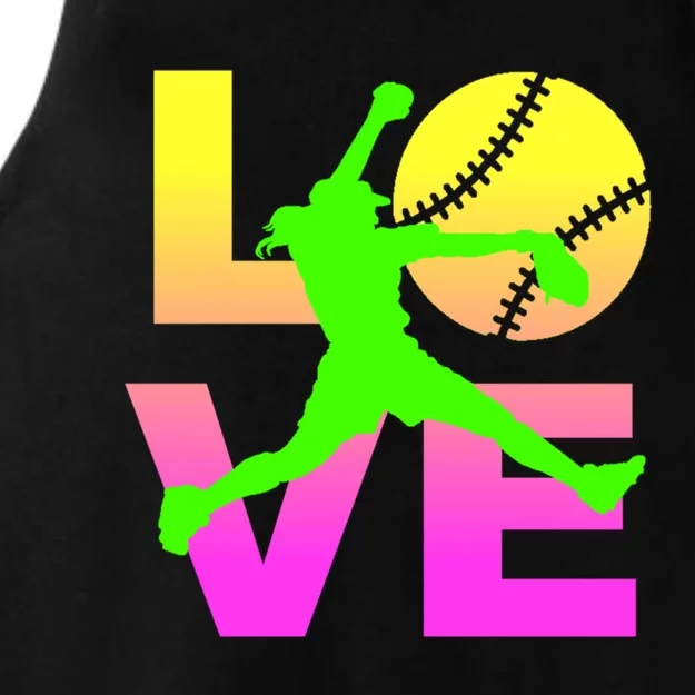 Love Softball N Great Gift Ladies Tri-Blend Wicking Tank