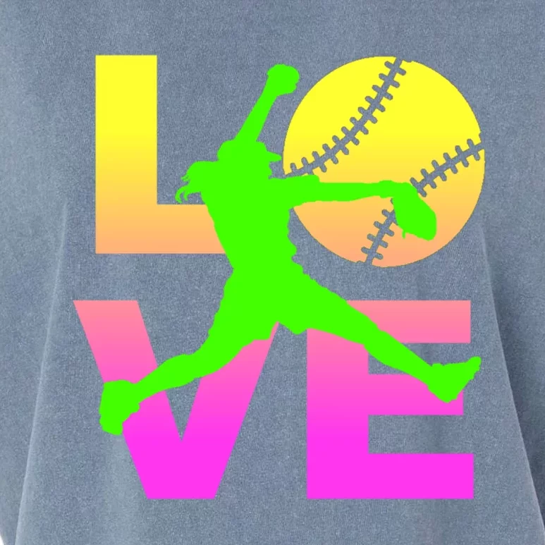 Love Softball N Great Gift Garment-Dyed Women's Muscle Tee