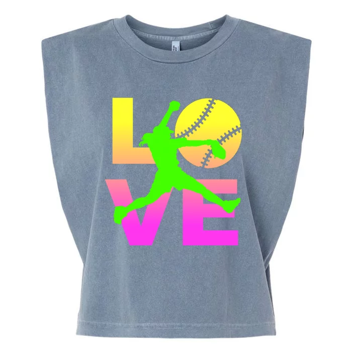 Love Softball N Great Gift Garment-Dyed Women's Muscle Tee