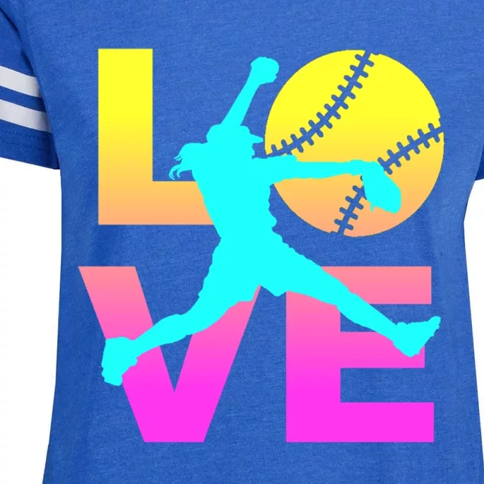 Love Softball N Gift Enza Ladies Jersey Football T-Shirt