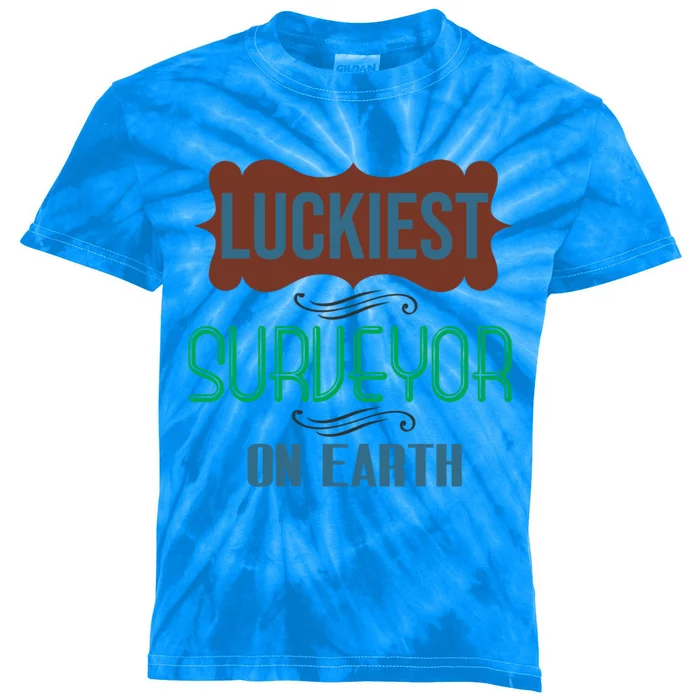 Luckiest Surveyor On Earth Profession Career Worker Working Gift Kids Tie-Dye T-Shirt