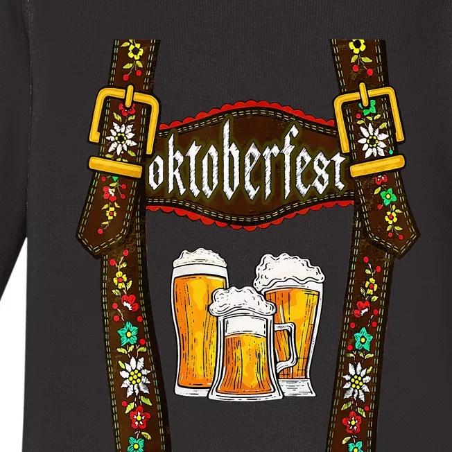 Lederhosen Suspenders Oktoberfest Bavarian Munich Beer Baby Long Sleeve Bodysuit