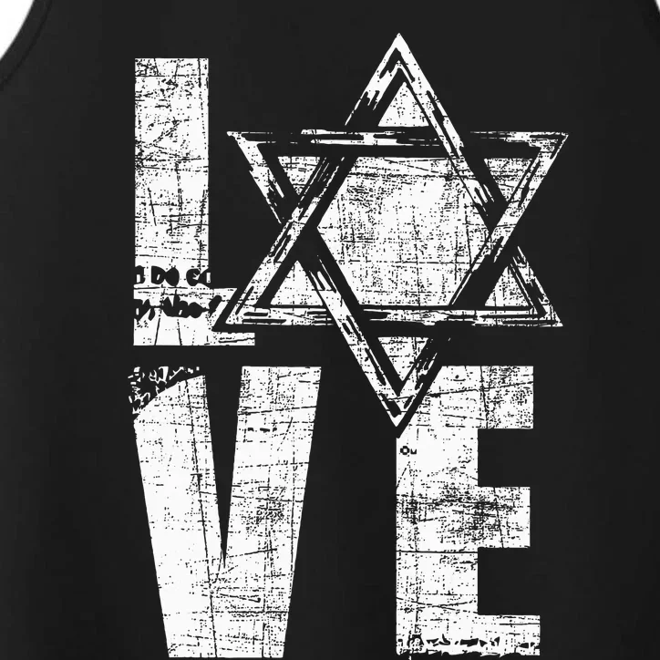 Love  Star Of David Jewish Judaism Israelites Performance Tank