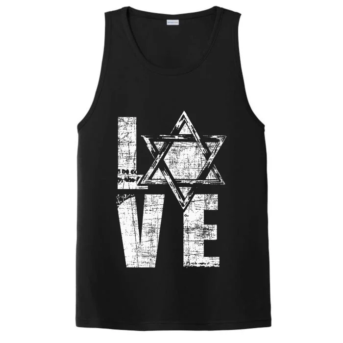 Love  Star Of David Jewish Judaism Israelites Performance Tank