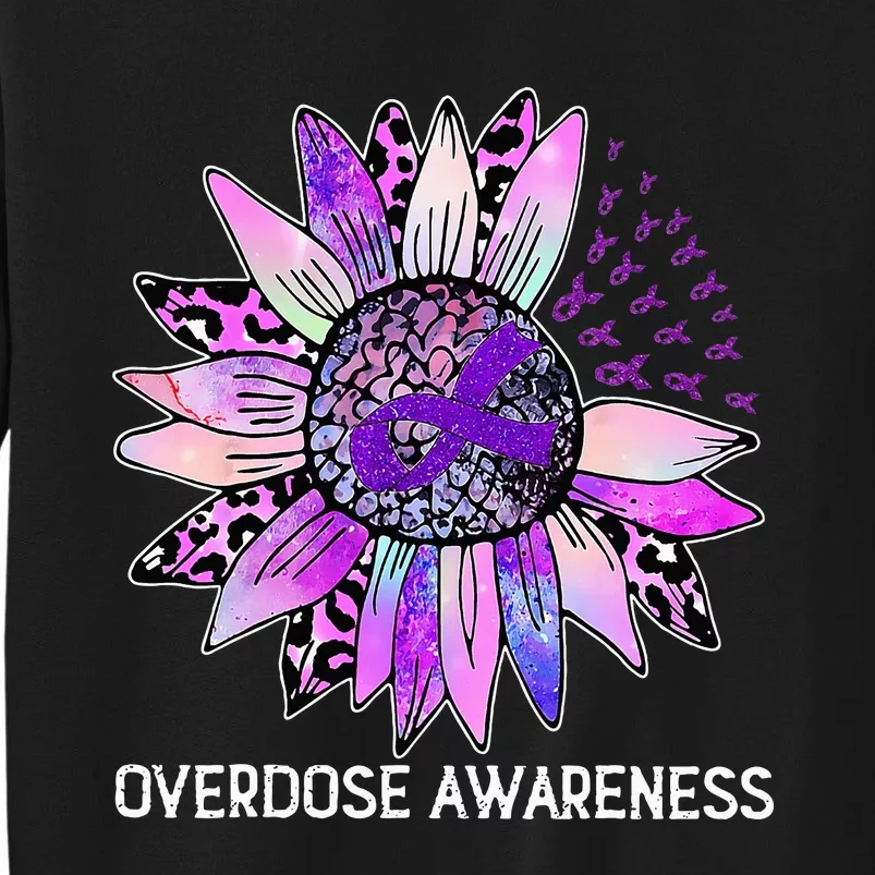 Leopard Sunflower Overdose Awareness Month Purple Ribbon Sweatshirt