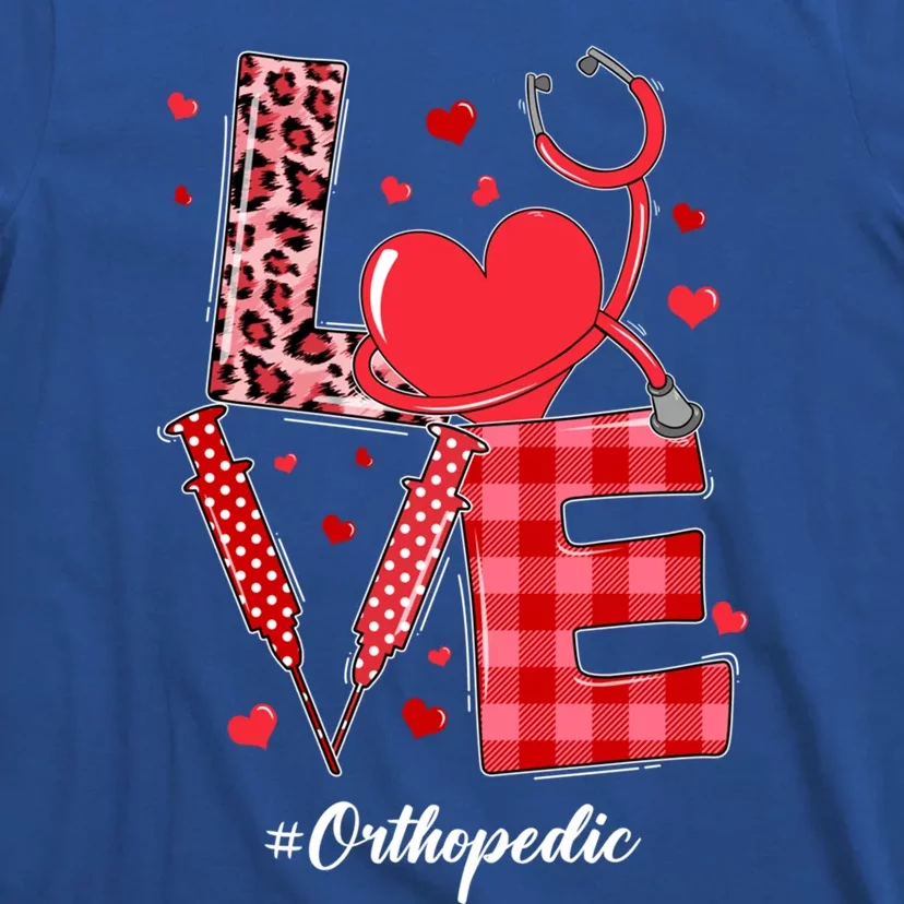 Love Stethoscope Orthopedic Nurse Leopard Valentines Day Cute Gift T-Shirt