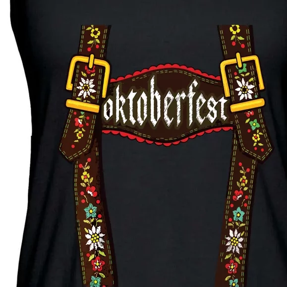 Lederhosen Suspenders Oktoberfest Bavarian Munich Beer Ladies Essential Flowy Tank