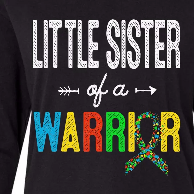 Little Sister Of A Warrior Autism Awareness Support Womens Cotton Relaxed Long Sleeve T-Shirt