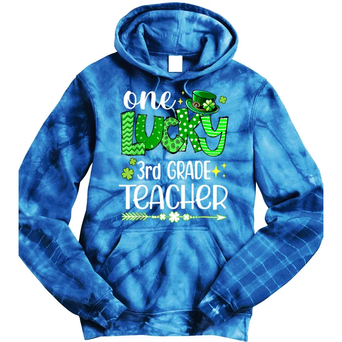 Leopard Shamrock One Lucky 3rd Grade Teacher St Patricks Day Meaningful Gift Tie Dye Hoodie