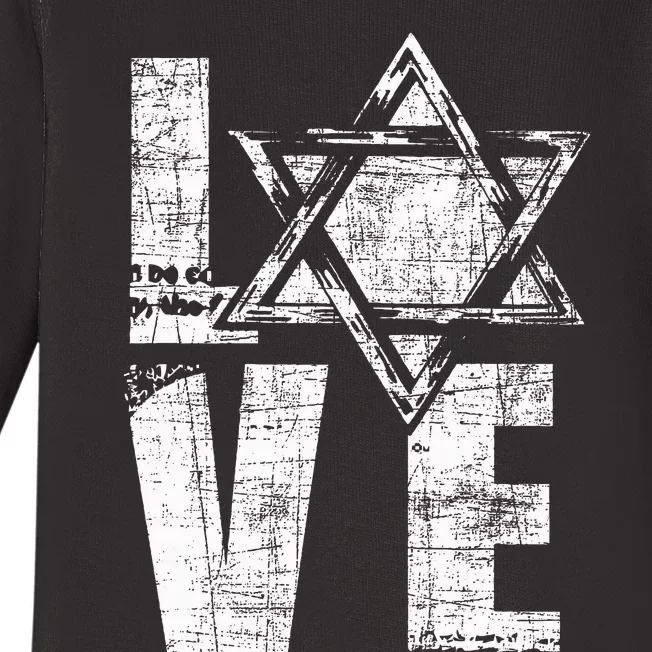 Love  Star Of David Jewish Judaism Israelites Hashana Baby Long Sleeve Bodysuit