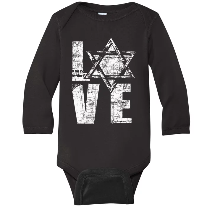 Love  Star Of David Jewish Judaism Israelites Hashana Baby Long Sleeve Bodysuit