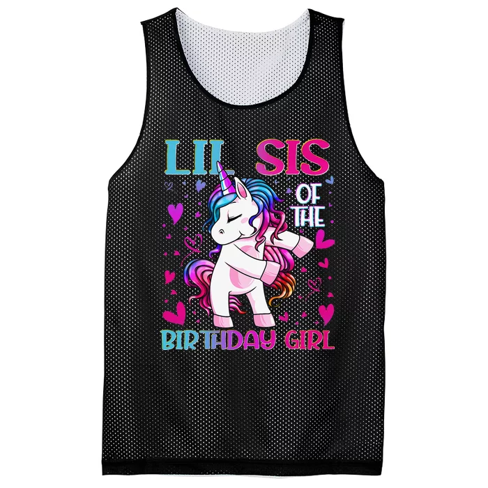 Lil Sis of the Birthday Flossing Unicorn Little Sister Mesh Reversible Basketball Jersey Tank