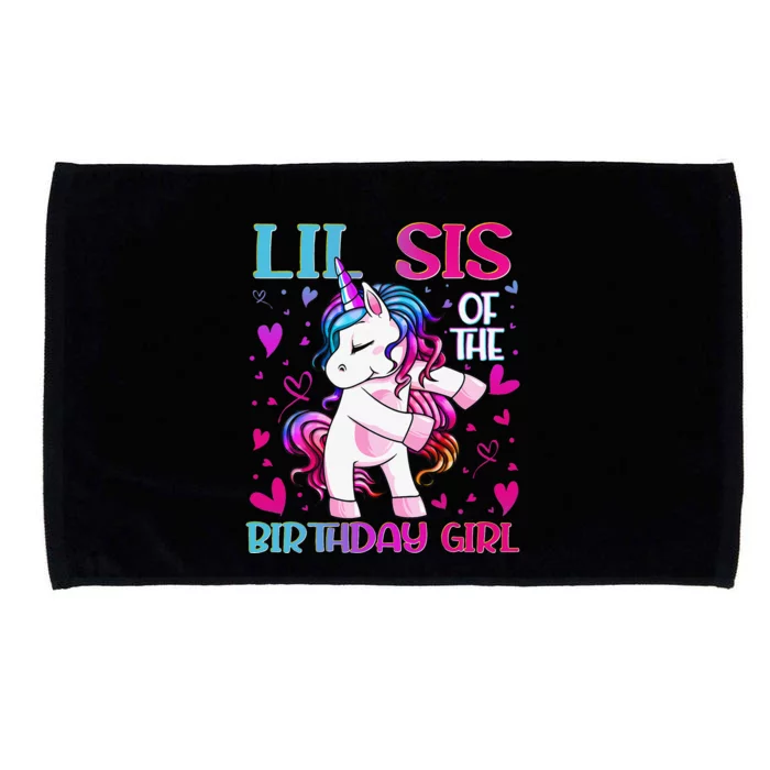 Lil Sis of the Birthday Flossing Unicorn Little Sister Microfiber Hand Towel