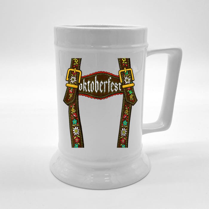 Lederhosen Suspenders Oktoberfest Bavarian Munich Front & Back Beer Stein