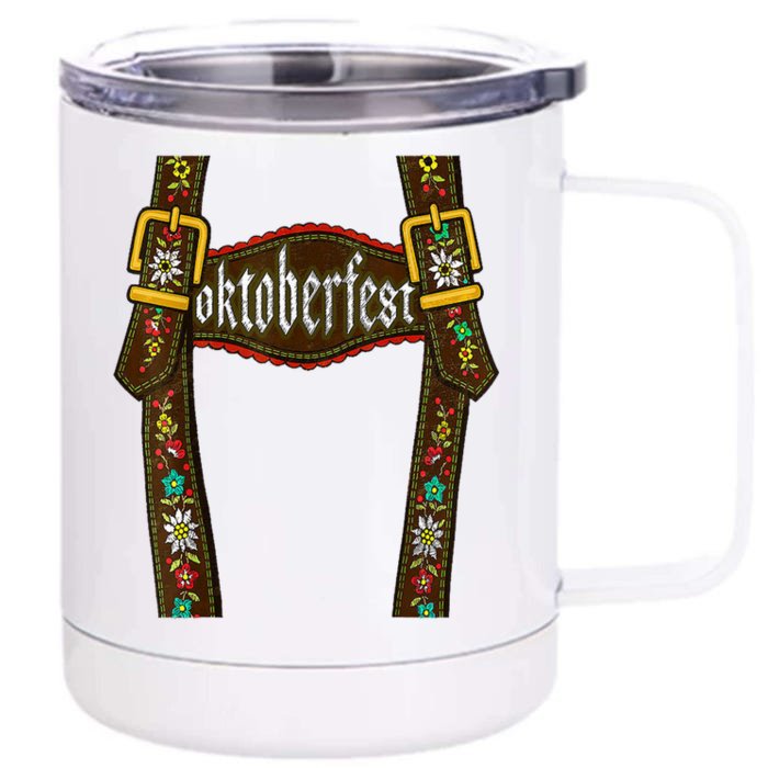 Lederhosen Suspenders Oktoberfest Bavarian Munich Front & Back 12oz Stainless Steel Tumbler Cup