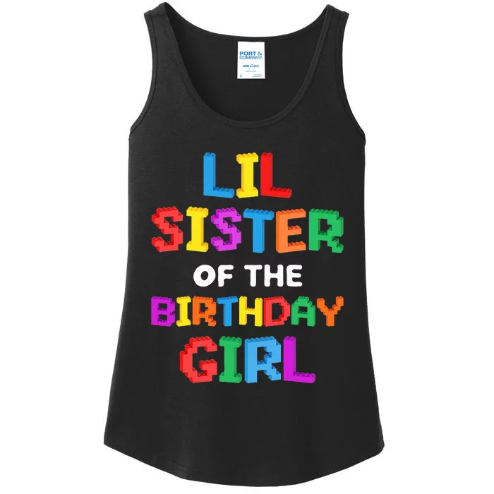 Lil Sister of the Birthday Girl Master Builder Bricks Blocks Ladies Essential Tank